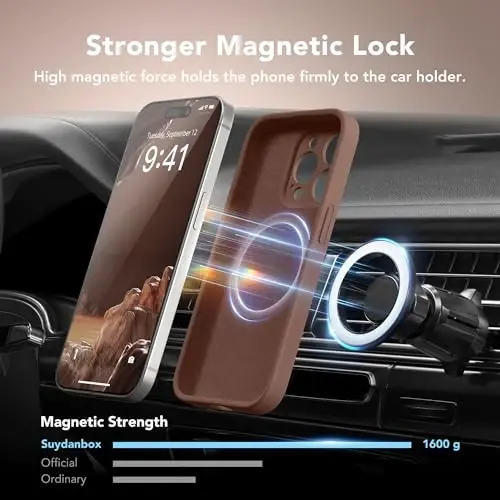 SuydanBox Magnetic for iPhone 14 Pro Case, Compatible with MagSafe, [Full Camera Protection][Screen Protector] Silicone Shockproof Protective Phone Case for iPhone 14 Pro 6.1