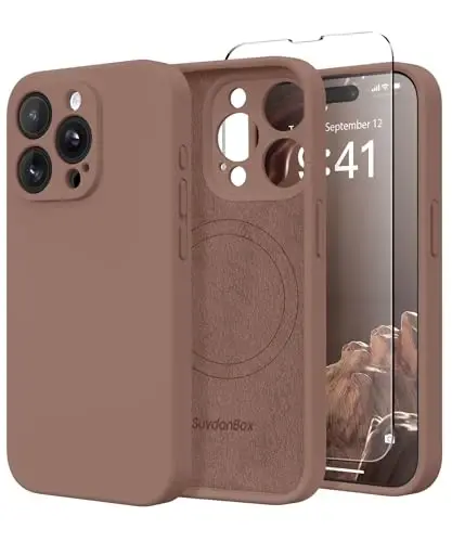 SuydanBox Magnetic for iPhone 14 Pro Case, Compatible with MagSafe, [Full Camera Protection][Screen Protector] Silicone Shockproof Protective Phone Case for iPhone 14 Pro 6.1