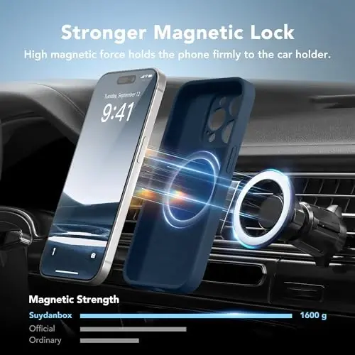SuydanBox Magnetic for iPhone 14 Pro Case, Compatible with MagSafe, [Full Camera Protection][Screen Protector] Silicone Shockproof Protective Phone Case for iPhone 14 Pro 6.1