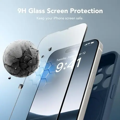 SuydanBox Magnetic for iPhone 14 Pro Case, Compatible with MagSafe, [Full Camera Protection][Screen Protector] Silicone Shockproof Protective Phone Case for iPhone 14 Pro 6.1