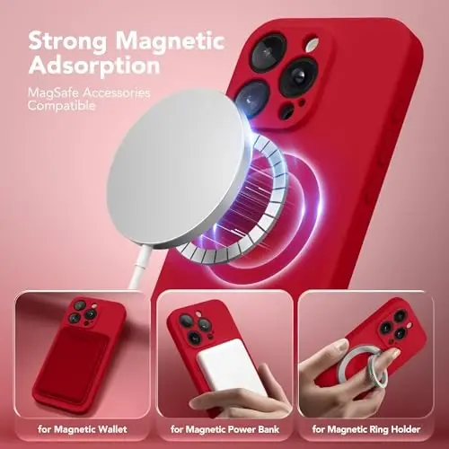 SuydanBox Magnetic for iPhone 14 Pro Case, Compatible with MagSafe, [Full Camera Protection][Screen Protector] Silicone Shockproof Protective Phone Case for iPhone 14 Pro 6.1
