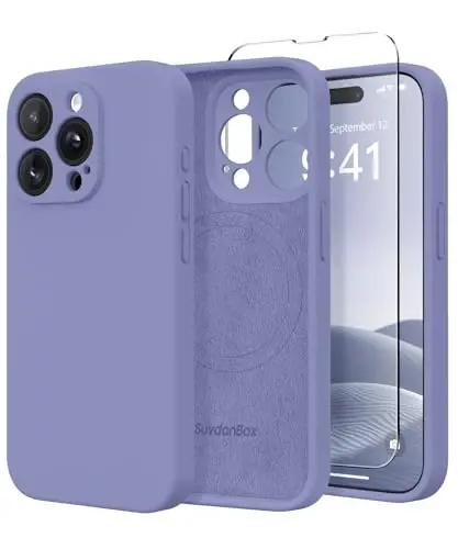 SuydanBox Magnetic for iPhone 14 Pro Case, Compatible with MagSafe, [Full Camera Protection][Screen Protector] Silicone Shockproof Protective Phone Case for iPhone 14 Pro 6.1
