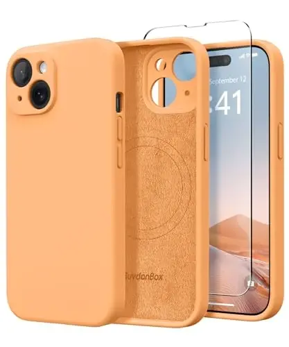 SuydanBox Magnetic for iPhone 15 Case, Compatible with MagSafe, [Screen Protector + Full Camera Protection], Silicone Shockproof Anti-Scratch Protective Phone Case for iPhone 15 6.1