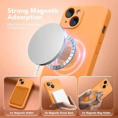 SuydanBox Magnetic for iPhone 15 Case, Compatible with MagSafe, [Screen Protector + Full Camera Protection], Silicone Shockproof Anti-Scratch Protective Phone Case for iPhone 15 6.1