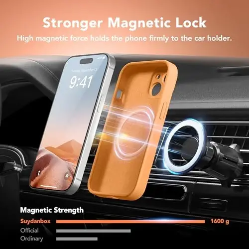 SuydanBox Magnetic for iPhone 15 Case, Compatible with MagSafe, [Screen Protector + Full Camera Protection], Silicone Shockproof Anti-Scratch Protective Phone Case for iPhone 15 6.1