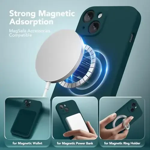 SuydanBox Magnetic for iPhone 15 Case, Compatible with MagSafe, [Screen Protector + Full Camera Protection], Silicone Shockproof Anti-Scratch Protective Phone Case for iPhone 15 6.1