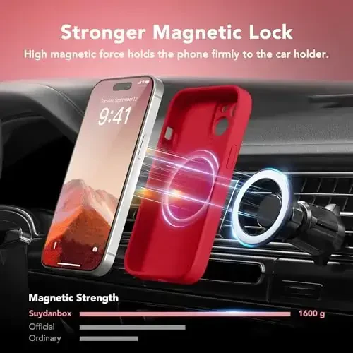 SuydanBox Magnetic for iPhone 15 Case, Compatible with MagSafe, [Screen Protector + Full Camera Protection], Silicone Shockproof Anti-Scratch Protective Phone Case for iPhone 15 6.1