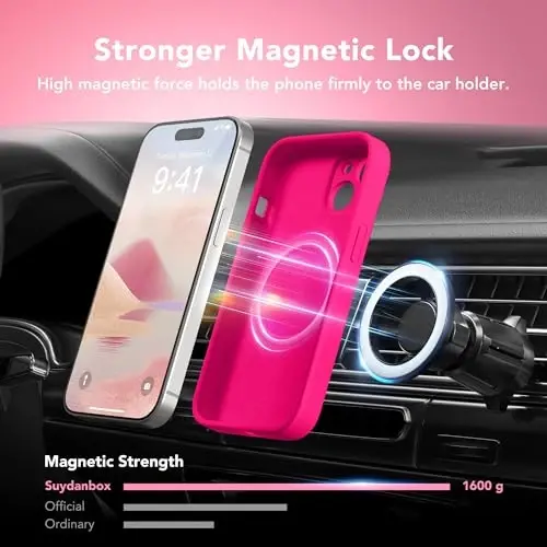 SuydanBox Magnetic for iPhone 15 Case, Compatible with MagSafe, [Screen Protector + Full Camera Protection], Silicone Shockproof Anti-Scratch Protective Phone Case for iPhone 15 6.1