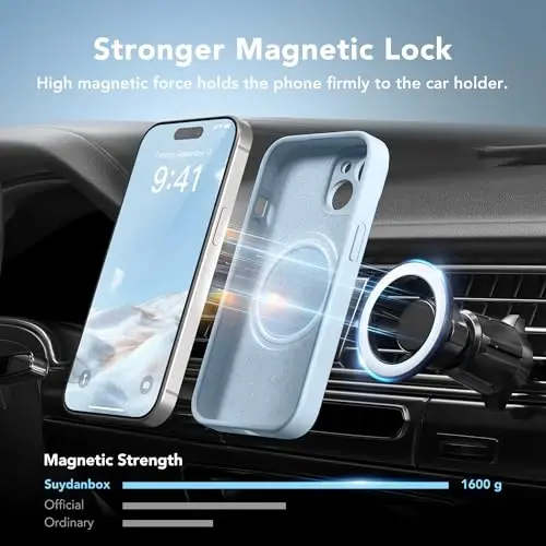 SuydanBox Magnetic for iPhone 15 Case, Compatible with MagSafe, [Screen Protector + Full Camera Protection], Silicone Shockproof Anti-Scratch Protective Phone Case for iPhone 15 6.1