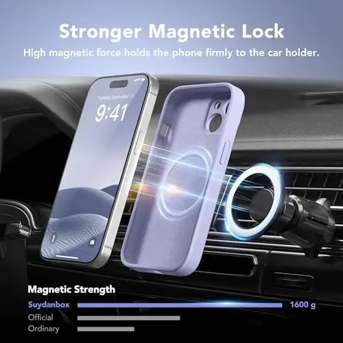 SuydanBox Magnetic for iPhone 15 Case, Compatible with MagSafe, [Screen Protector + Full Camera Protection], Silicone Shockproof Anti-Scratch Protective Phone Case for iPhone 15 6.1