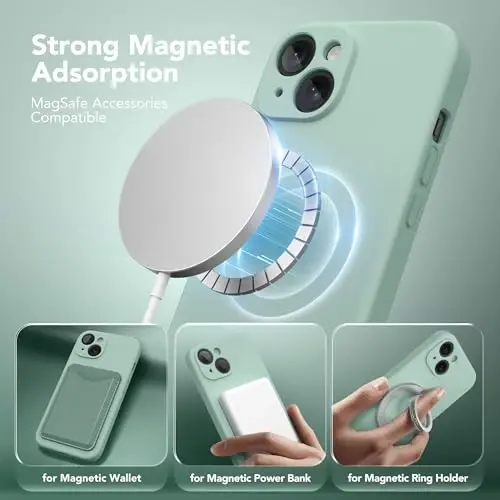 SuydanBox Magnetic for iPhone 15 Case, Compatible with MagSafe, [Screen Protector + Full Camera Protection], Silicone Shockproof Anti-Scratch Protective Phone Case for iPhone 15 6.1