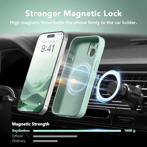 SuydanBox Magnetic for iPhone 15 Case, Compatible with MagSafe, [Screen Protector + Full Camera Protection], Silicone Shockproof Anti-Scratch Protective Phone Case for iPhone 15 6.1