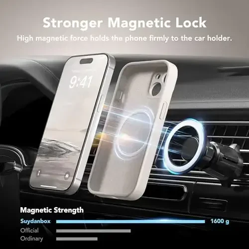 SuydanBox Magnetic for iPhone 15 Case, Compatible with MagSafe, [Screen Protector + Full Camera Protection], Silicone Shockproof Anti-Scratch Protective Phone Case for iPhone 15 6.1