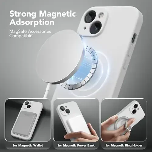 SuydanBox Magnetic for iPhone 15 Case, Compatible with MagSafe, [Screen Protector + Full Camera Protection], Silicone Shockproof Anti-Scratch Protective Phone Case for iPhone 15 6.1