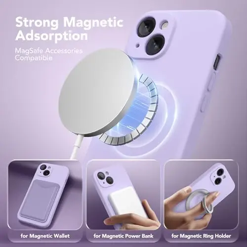 SuydanBox Magnetic for iPhone 15 Plus Case, Compatible with MagSafe, [Full Camera Protection][Screen Protector] Silicone Shockproof Protective Phone Case for iPhone 15 Plus 6.7
