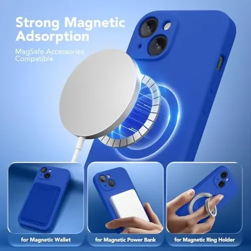 SuydanBox Magnetic for iPhone 15 Plus Case, Compatible with MagSafe, [Full Camera Protection][Screen Protector] Silicone Shockproof Protective Phone Case for iPhone 15 Plus 6.7