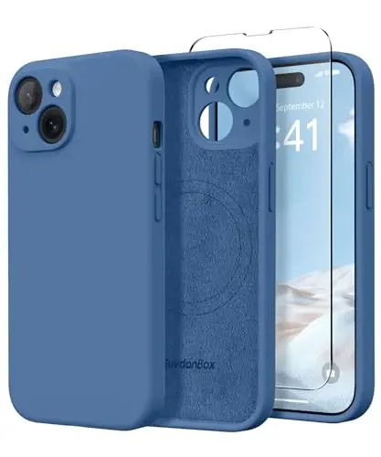 SuydanBox Magnetic for iPhone 15 Plus Case, Compatible with MagSafe, [Full Camera Protection][Screen Protector] Silicone Shockproof Protective Phone Case for iPhone 15 Plus 6.7