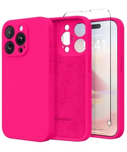 SuydanBox Magnetic for iPhone 15 Pro Case, Compatible with MagSafe, [Full Camera Protection] [Screen Protector] Silicone Shockproof Protective Phone Case for iPhone 15 Pro 6.1