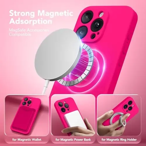 SuydanBox Magnetic for iPhone 15 Pro Case, Compatible with MagSafe, [Full Camera Protection] [Screen Protector] Silicone Shockproof Protective Phone Case for iPhone 15 Pro 6.1