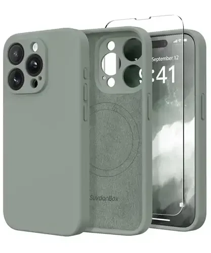 SuydanBox Magnetic for iPhone 15 Pro Case, Compatible with MagSafe, [Full Camera Protection][Screen Protector] Silicone Shockproof Protective Phone Case for iPhone 15 Pro 6.1