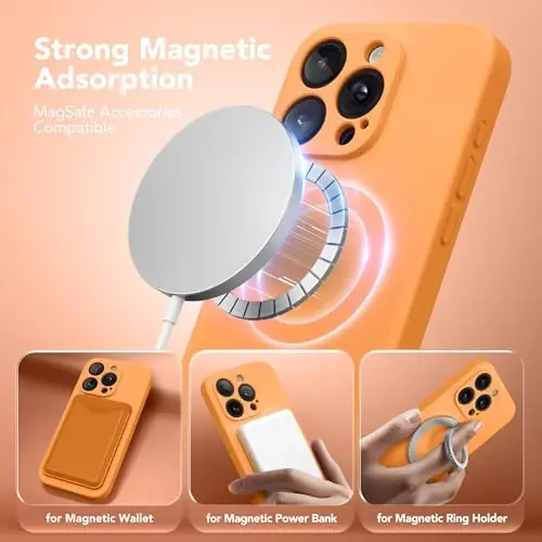 SuydanBox Magnetic for iPhone 15 Pro Case, Compatible with MagSafe, [Full Camera Protection][Screen Protector] Silicone Shockproof Protective Phone Case for iPhone 15 Pro 6.1