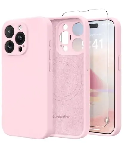 SuydanBox Magnetic for iPhone 15 Pro Case, Compatible with MagSafe, [Full Camera Protection][Screen Protector] Silicone Shockproof Protective Phone Case for iPhone 15 Pro 6.1
