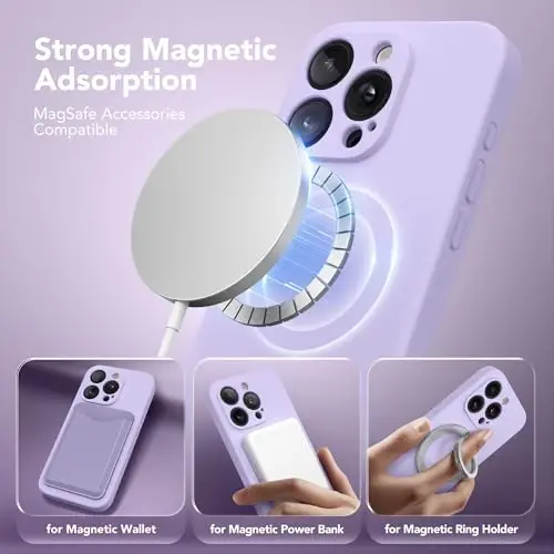 SuydanBox Magnetic for iPhone 15 Pro Case, Compatible with MagSafe, [Full Camera Protection][Screen Protector] Silicone Shockproof Protective Phone Case for iPhone 15 Pro 6.1