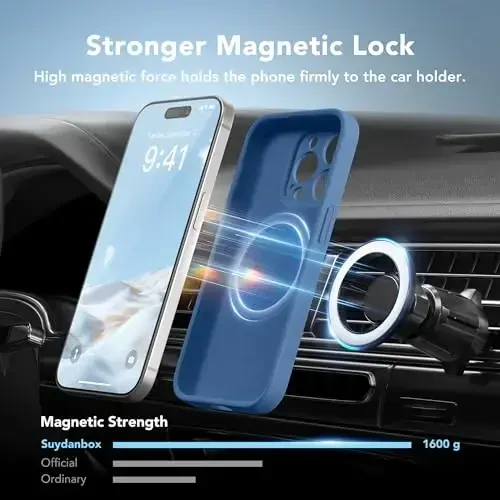 SuydanBox Magnetic for iPhone 15 Pro Case, Compatible with MagSafe, [Full Camera Protection][Screen Protector] Silicone Shockproof Protective Phone Case for iPhone 15 Pro 6.1