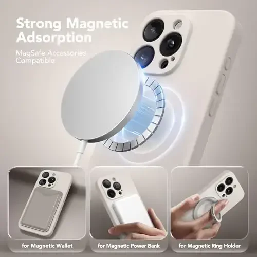 SuydanBox Magnetic for iPhone 15 Pro Case, Compatible with MagSafe, [Full Camera Protection][Screen Protector] Silicone Shockproof Protective Phone Case for iPhone 15 Pro 6.1