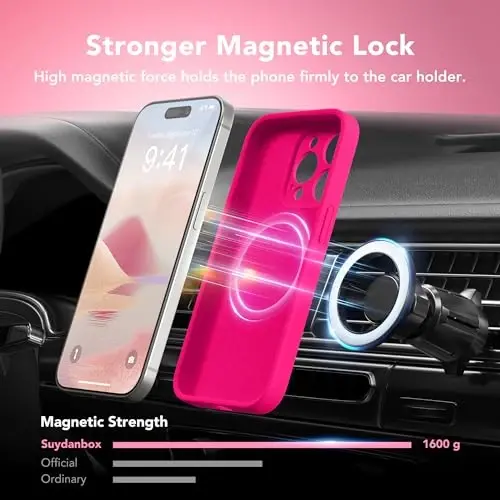 SuydanBox Magnetic for iPhone 15 Pro Case, MagSafe bilan mos keladi, [To'liq Kamera Himoyasi] [Ekran Himoyachisi] Silikon Zarbga Chidamli Himoya Telefon G'ilofi iPhone 15 Pro 6.1