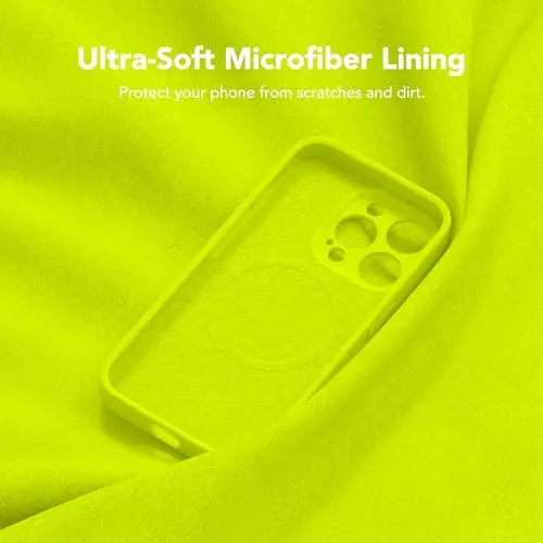 SuydanBox Magnetic for iPhone 15 Pro Max Case, Compatible with MagSafe, [Full Camera Protection] [Screen Protector] Silicone Shockproof Protective Phone Case for iPhone 15 Pro Max, Fluorescent Green - 1