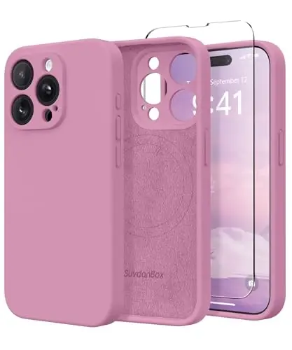 SuydanBox Magnetic for iPhone 15 Pro Max Case, Compatible with MagSafe, [Full Camera Protection][Screen Protector] Silicone Shockproof Protective Phone Case for iPhone 15 Pro Max 6.7