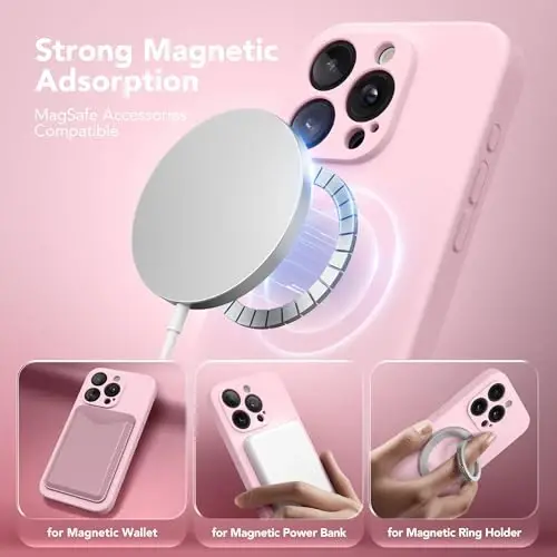 SuydanBox Magnetic for iPhone 15 Pro Max Case, Compatible with MagSafe, [Full Camera Protection][Screen Protector] Silicone Shockproof Protective Phone Case for iPhone 15 Pro Max 6.7