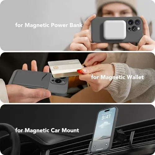 SuydanBox Magnetic for iPhone 15 Pro Max Case, Compatible with MagSafe, [Full Camera Protection][Screen Protector] Silicone Shockproof Protective Phone Case for iPhone 15 Pro Max 6.7