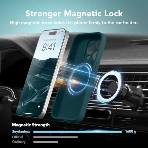 SuydanBox Magnetic for iPhone 15 Pro Max Case, Compatible with MagSafe, [Full Camera Protection][Screen Protector] Silicone Shockproof Protective Phone Case for iPhone 15 Pro Max 6.7