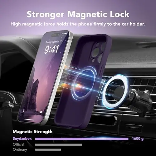 SuydanBox Magnetic for iPhone 15 Pro Max Case, Compatible with MagSafe, [Full Camera Protection][Screen Protector] Silicone Shockproof Protective Phone Case for iPhone 15 Pro Max 6.7