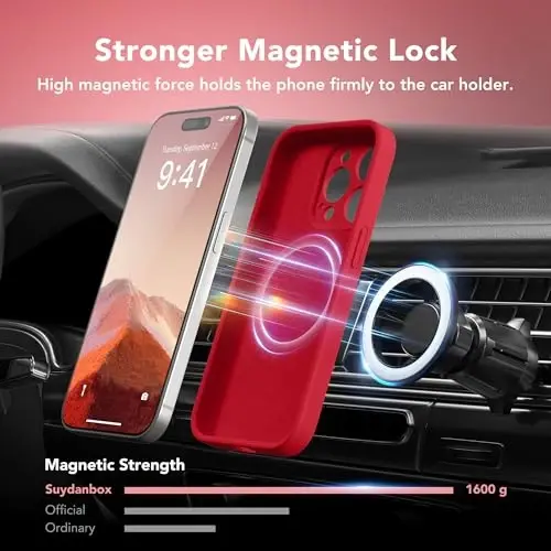 SuydanBox Magnetic for iPhone 15 Pro Max Case, Compatible with MagSafe, [Full Camera Protection][Screen Protector] Silicone Shockproof Protective Phone Case for iPhone 15 Pro Max 6.7