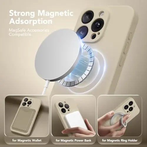 SuydanBox Magnetic for iPhone 15 Pro Max Case, Compatible with MagSafe, [Full Camera Protection][Screen Protector] Silicone Shockproof Protective Phone Case for iPhone 15 Pro Max 6.7