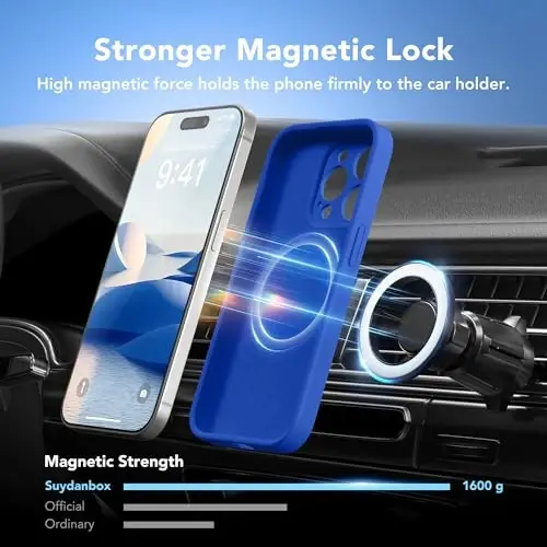 SuydanBox Magnetic for iPhone 15 Pro Max Case, Compatible with MagSafe, [Full Camera Protection][Screen Protector] Silicone Shockproof Protective Phone Case for iPhone 15 Pro Max 6.7