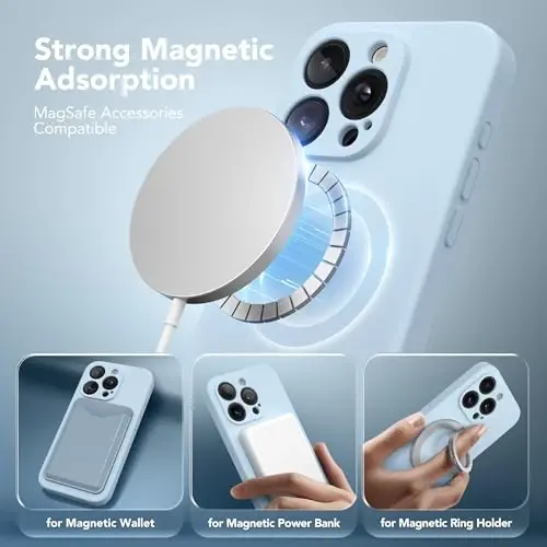 SuydanBox Magnetic for iPhone 15 Pro Max Case, Compatible with MagSafe, [Full Camera Protection][Screen Protector] Silicone Shockproof Protective Phone Case for iPhone 15 Pro Max 6.7