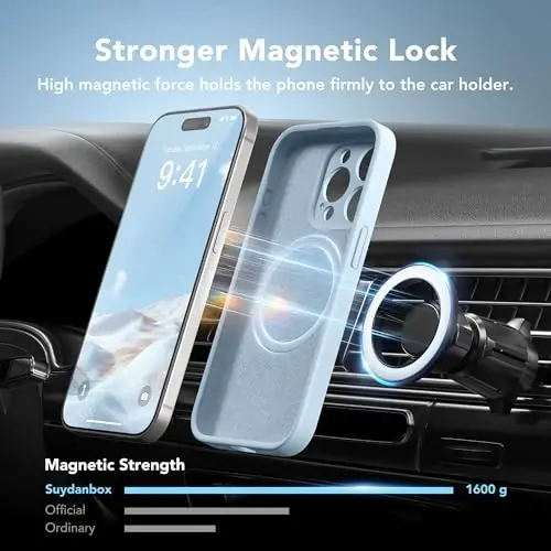 SuydanBox Magnetic for iPhone 15 Pro Max Case, Compatible with MagSafe, [Full Camera Protection][Screen Protector] Silicone Shockproof Protective Phone Case for iPhone 15 Pro Max 6.7