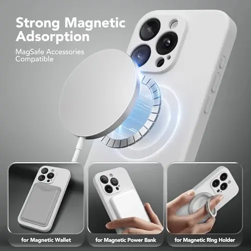 SuydanBox Magnetic for iPhone 15 Pro Max Case, Compatible with MagSafe, [Full Camera Protection][Screen Protector] Silicone Shockproof Protective Phone Case for iPhone 15 Pro Max 6.7