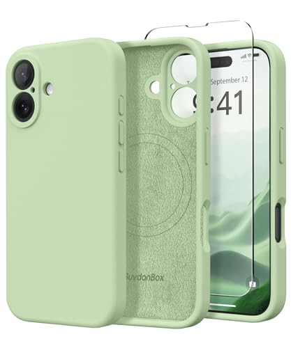 SuydanBox Magnetic for iPhone 16 Case, Compatible with MagSafe, [Full Camera Protection][2 Screen Protectors] Silicone Shockproof Protective Phone Case for iPhone 16 6.1