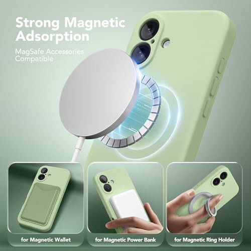 SuydanBox Magnetic for iPhone 16 Case, Compatible with MagSafe, [Full Camera Protection][2 Screen Protectors] Silicone Shockproof Protective Phone Case for iPhone 16 6.1