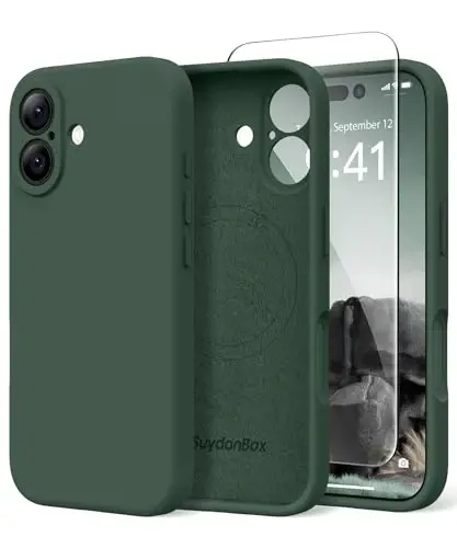 SuydanBox Magnetic for iPhone 16 Case, Compatible with MagSafe, [Screen Protector + Full Camera Protection], Silicone Shockproof Anti-Scratch Protective Phone Case for iPhone 16 6.1