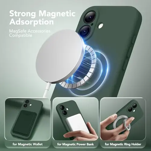 SuydanBox Magnetic for iPhone 16 Case, Compatible with MagSafe, [Screen Protector + Full Camera Protection], Silicone Shockproof Anti-Scratch Protective Phone Case for iPhone 16 6.1