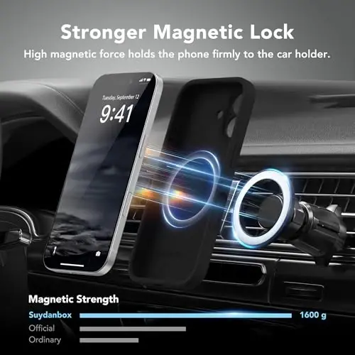 SuydanBox Magnetic for iPhone 16 Case, Compatible with MagSafe, [Screen Protector + Full Camera Protection], Silicone Shockproof Anti-Scratch Protective Phone Case for iPhone 16 6.1
