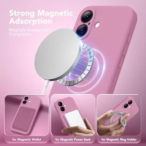 SuydanBox Magnetic for iPhone 16 Case, Compatible with MagSafe, [Screen Protector + Full Camera Protection], Silicone Shockproof Anti-Scratch Protective Phone Case for iPhone 16 6.1