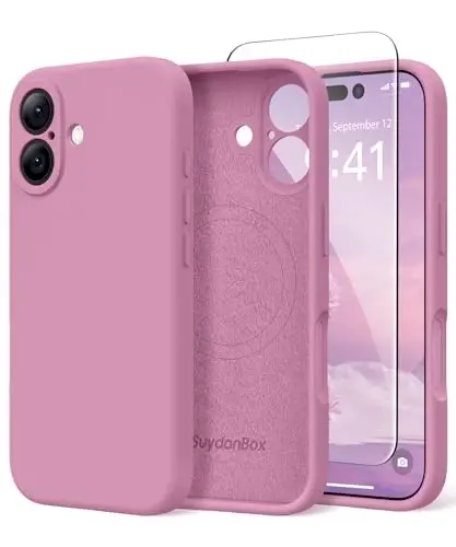 SuydanBox Magnetic for iPhone 16 Case, Compatible with MagSafe, [Screen Protector + Full Camera Protection], Silicone Shockproof Anti-Scratch Protective Phone Case for iPhone 16 6.1