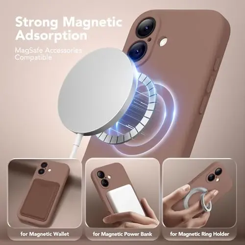 SuydanBox Magnetic for iPhone 16 Case, Compatible with MagSafe, [Screen Protector + Full Camera Protection], Silicone Shockproof Anti-Scratch Protective Phone Case for iPhone 16 6.1
